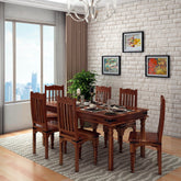 Ajmer Solid Sheesham Wood 6 Seater Dining Set (Without Cushion, Natural Finish)